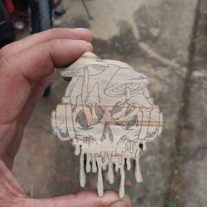 Wooden Skull Art Piece